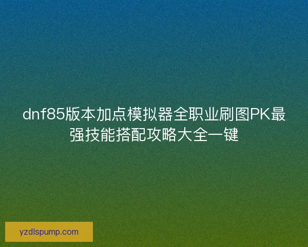 dnf85版本加点模拟器全职业刷图PK最强技能搭配攻略大全一键