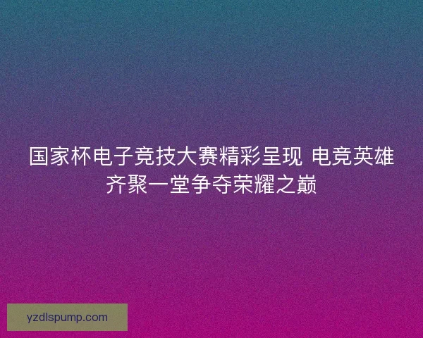 国家杯电子竞技大赛精彩呈现 电竞英雄齐聚一堂争夺荣耀之巅